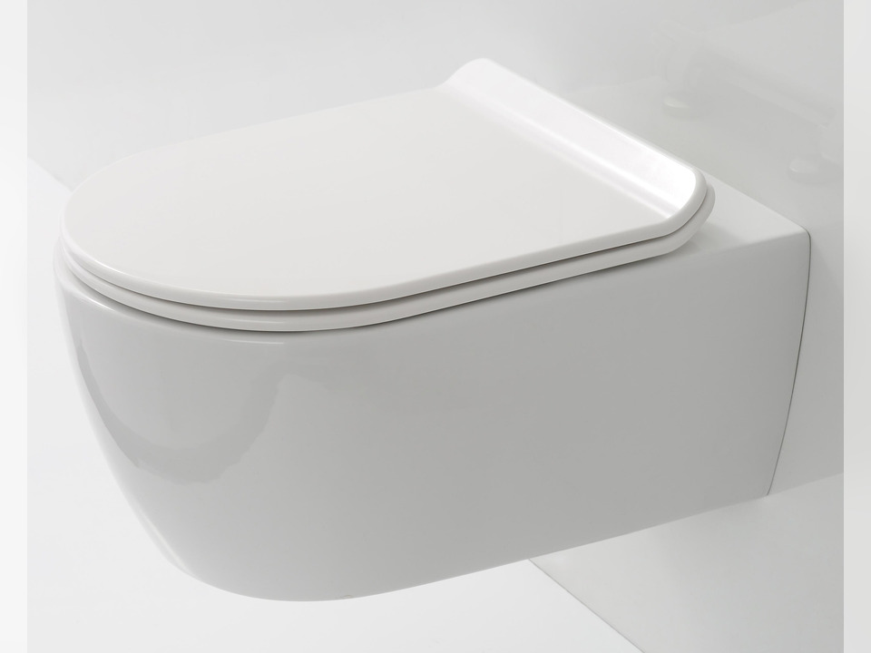 Wand H&auml;nge WC Toilette - inkl. abnehmbaren Softclose Toiletten-Sitz - Keramik - AB2019ULTRA