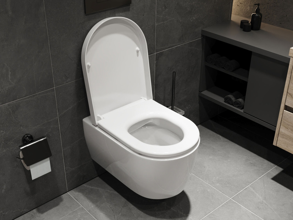 Wand H&auml;nge WC Toilette - sp&uuml;lrandlos - inkl. abnehmbaren Softclose Toiletten-Sitz - Keramik - CT-2038