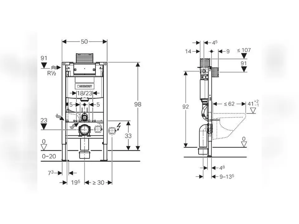 Geberit Montageelement Duofix Spülkasten BH=98cm Vorwandelement