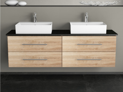 Flex Badmöbel 160, Eiche Gold, Doppelwaschtisch,...