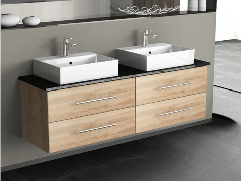 Flex Badmöbel 160, Eiche Gold, Doppelwaschtisch,...