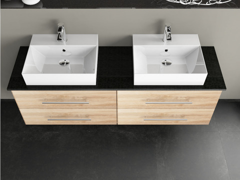 Flex Badmöbel 160, Eiche Gold, Doppelwaschtisch,...