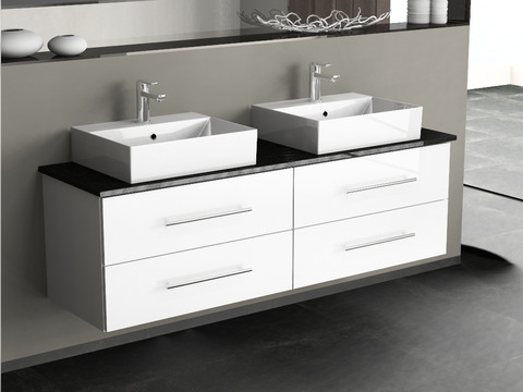 Flex Badmöbel 160, Weiß Hochglanz,...