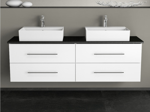 Flex Badmöbel 160, Weiß Hochglanz,...