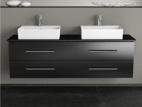 Flex Badmöbel 160, Schwarz Hochglanz Lackiert,...