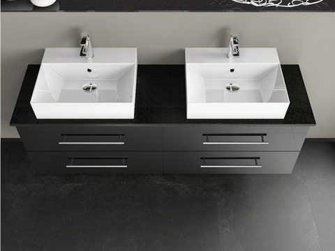 Flex Badmöbel 160, Schwarz Hochglanz Lackiert,...