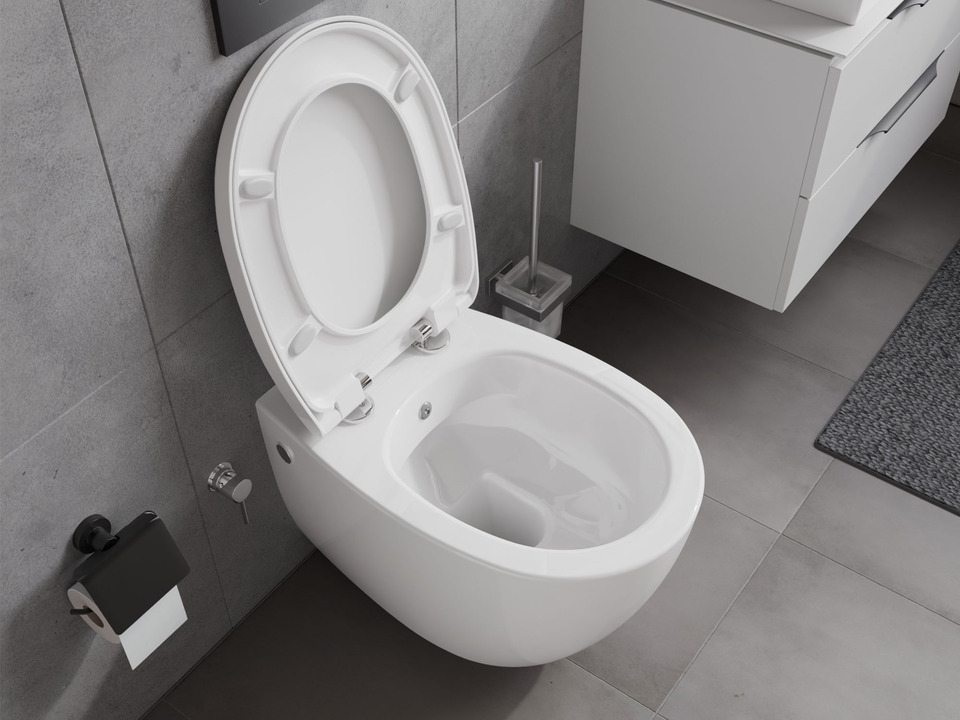 Wand Dusch WC Taharet - sp&uuml;lrandlos - mit abnehmbaren Softclose Toiletten-Sitz - Bidet - Keramik - 10.10.02.01.KT