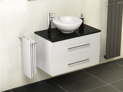 Flex Badmöbel 80, Weiß Hochglanz, Keramik...