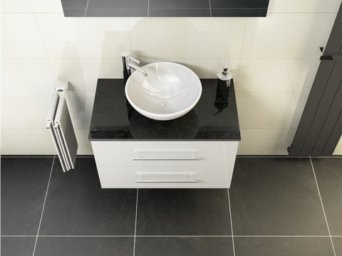 Flex Badmöbel 80, Weiß Hochglanz, Keramik...