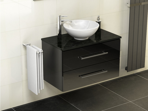 Flex Badmöbel 80, Schwarz Hochglanz Lackiert,...