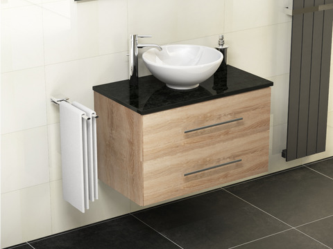 Flex Badmöbel 80, Eiche Gold, Keramik Waschbecken,...