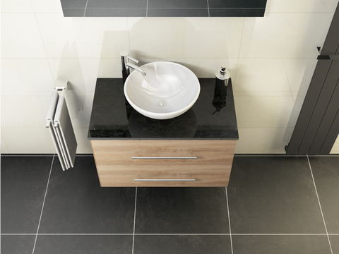 Flex Badmöbel 80, Eiche Gold, Keramik Waschbecken,...