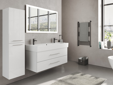 Flex Badmöbel 120, Weiß Hochglanz Lackiert,...