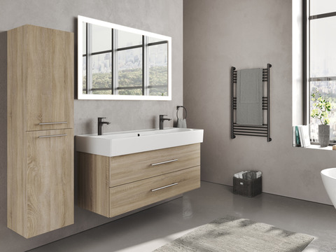 Flex Badmöbel 120, Eiche Gold, Keramik Waschbecken