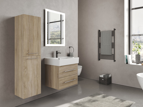 Flex Badmöbel 60, Eiche Gold, Keramik Waschbecken
