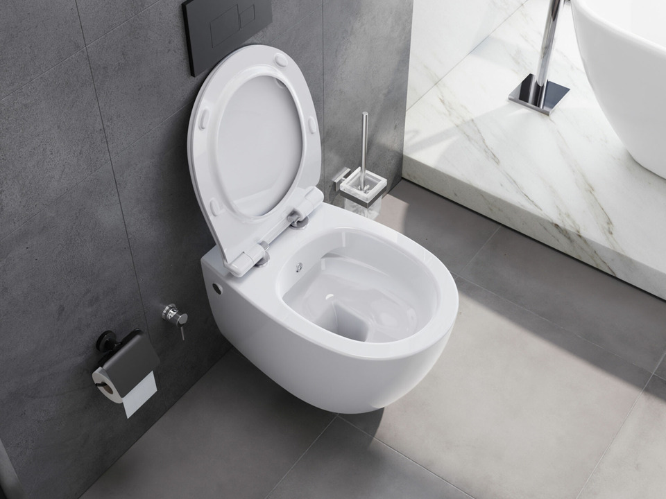 Wand Dusch WC Taharet - sp&uuml;lrandlos - mit abnehmbaren Softclose Toiletten-Sitz - Bidet - Keramik - 10.10.02.01.KTSLIM