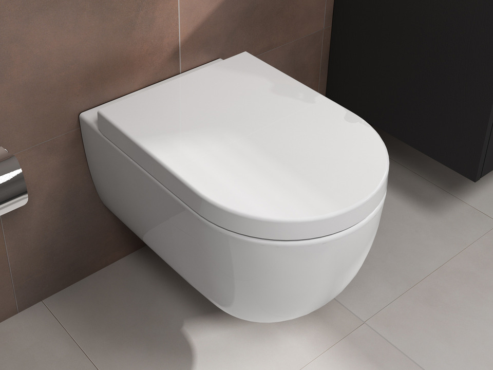 Wand H&auml;nge WC Toilette - sp&uuml;lrandlos - inkl. abnehmbaren Softclose Toiletten-Sitz - Keramik - 011.1051.063K