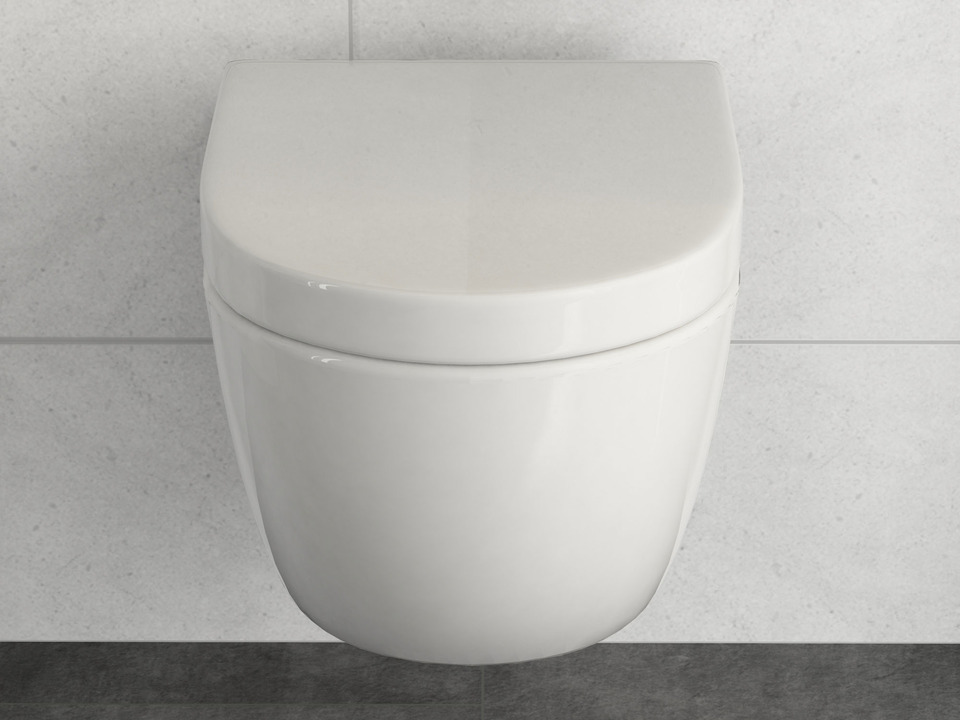 Wand H&auml;nge WC Toilette - sp&uuml;lrandlos - inkl. abnehmbaren Softclose Toiletten-Sitz - Keramik - 011.1052.064K