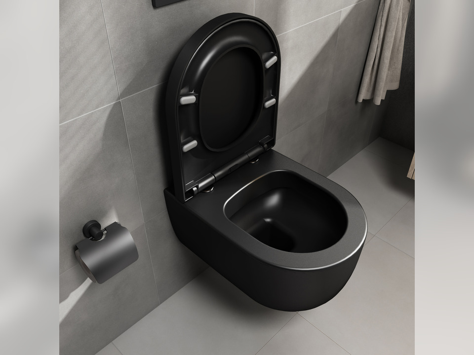Wand H&auml;nge WC Toilette - sp&uuml;lrandlos - inkl. abnehmbaren Softclose Toiletten-Sitz - Keramik - 011.1051.063SMK