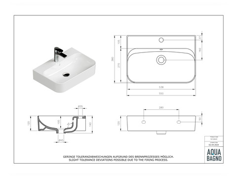 Waschbecken Aufsatzwaschtisch 55cm - You - 10.15.30.01