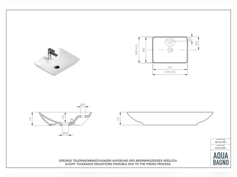 Waschbecken Aufsatzwaschtisch 53cm - Leon - KB.LEON.003