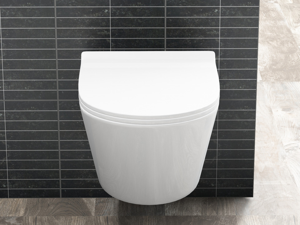Wand H&auml;nge WC Toilette - sp&uuml;lrandlos - inkl. abnehmbaren Softclose Toiletten-Sitz - Keramik - CT2063V