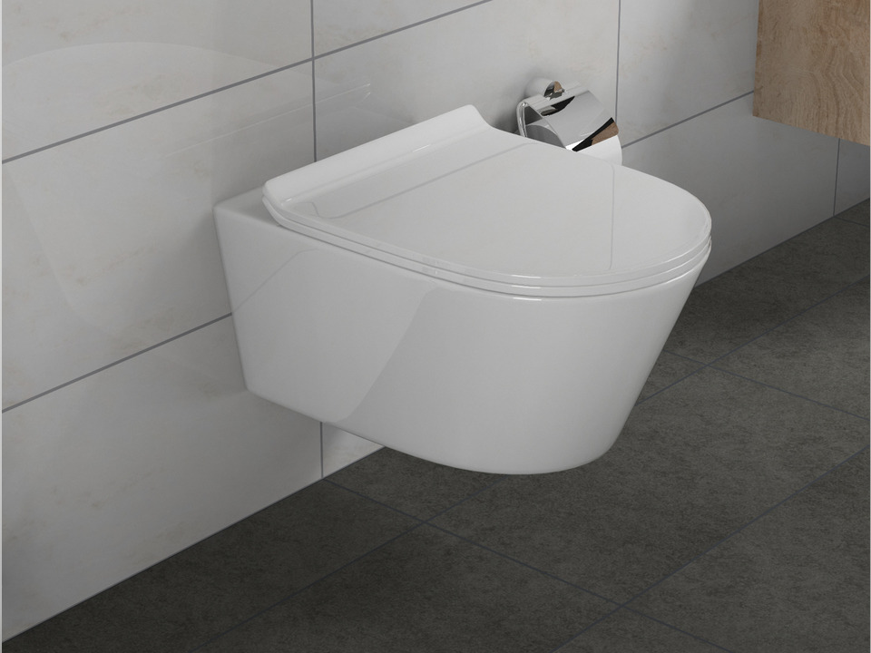 Wand H&auml;nge WC Toilette - sp&uuml;lrandlos - inkl. abnehmbaren Softclose Toiletten-Sitz - Keramik - CT2063V