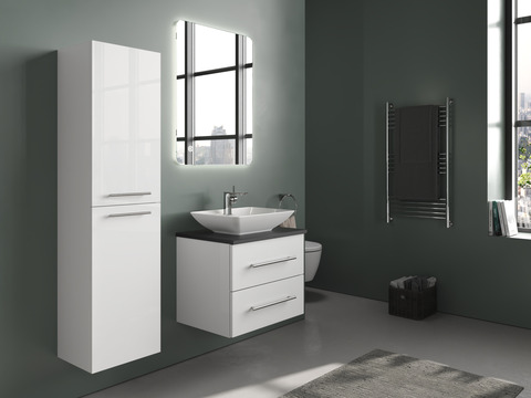 Flex Badmöbel 60, Weiß Hochglanz, Keramik...