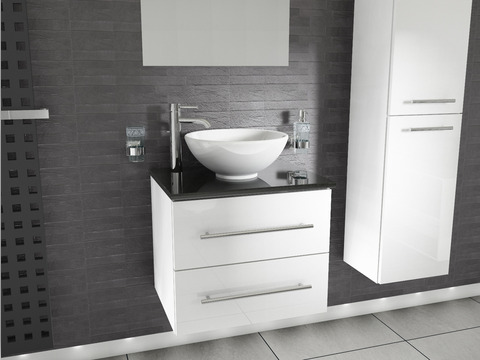 Flex Badmöbel 60, Weiß Hochglanz, Keramik...