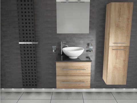 Flex Badmöbel 60, Eiche Gold, Keramik Waschbecken,...