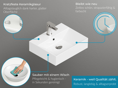 Flex Badmöbel 60, Eiche Gold, Keramik Waschbecken,...