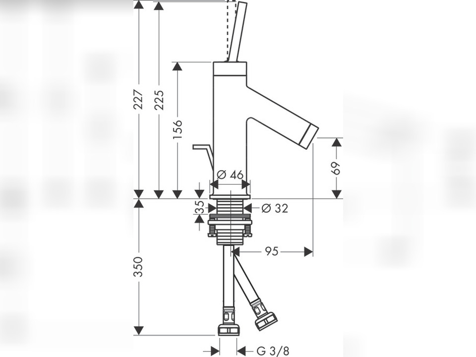 Hansgrohe AXOR Starck Waschtischmischer 70, mit Ablaufgarnitur Ausladung 95 mm