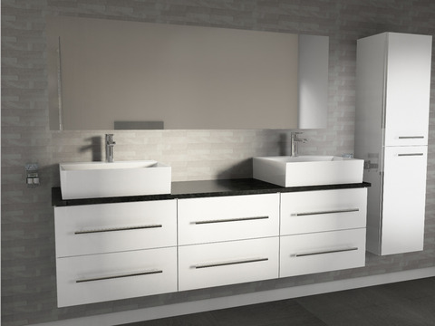 Flex Badmöbel 172, Weiß Hochglanz,...