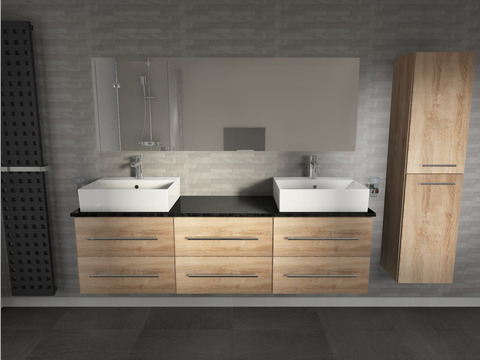 Flex Badmöbel 172, Eiche Gold, Doppelwaschtisch,...