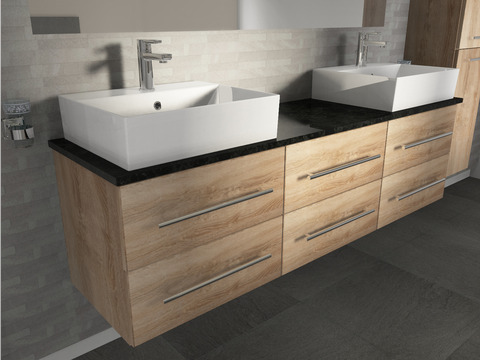 Flex Badmöbel 172, Eiche Gold, Doppelwaschtisch,...