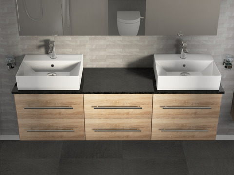 Flex Badmöbel 172, Eiche Gold, Doppelwaschtisch,...