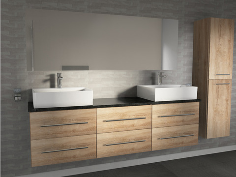 Flex Badmöbel 172, Eiche Gold, Doppelwaschtisch,...