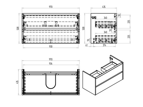 Duo Waschtischunterschrank 100, Eiche Gold
