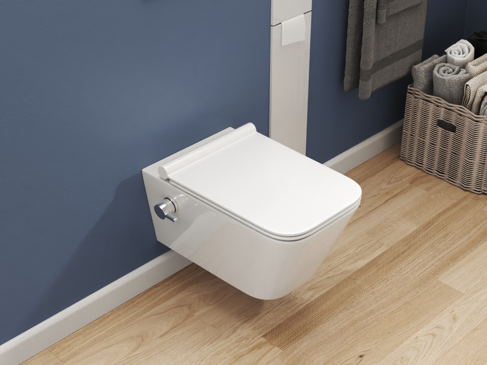 Wand Dusch WC Taharet - mit abnehmbaren Softclose Toiletten-Sitz - Bidet - Keramik - CT2041V-B