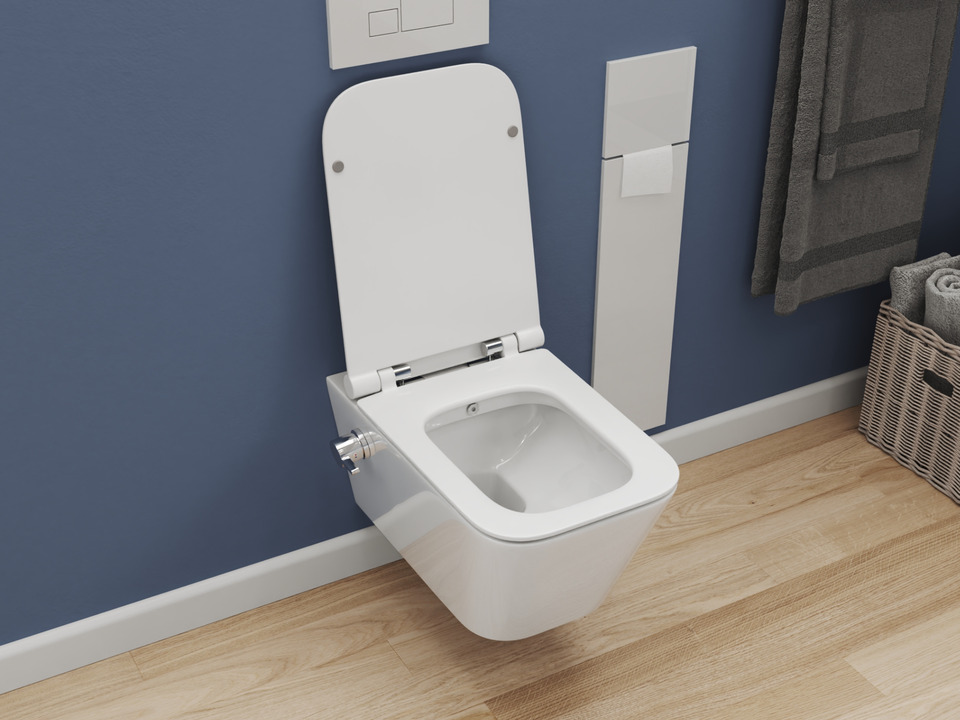 Wand Dusch WC Taharet - mit abnehmbaren Softclose Toiletten-Sitz - Bidet - Keramik - CT2041V-B