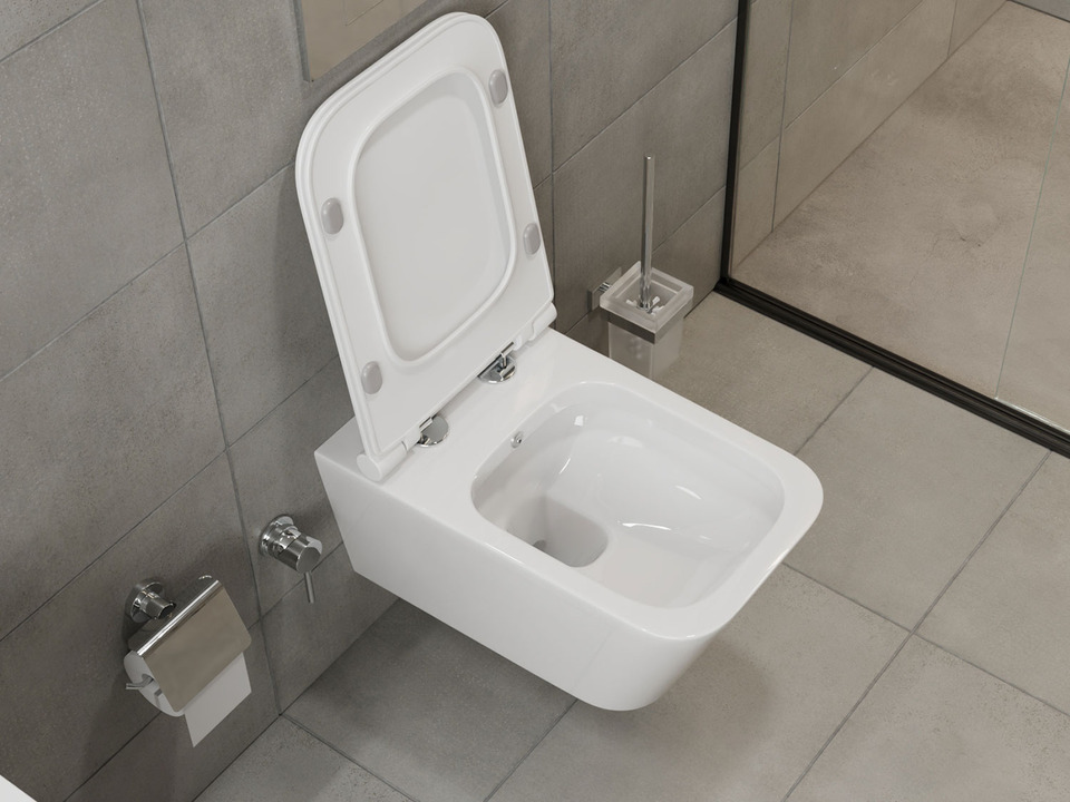 Wand Dusch WC Taharet - mit abnehmbaren Softclose Toiletten-Sitz - Bidet - Keramik - CT2041V-C