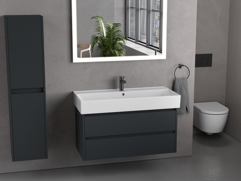 Duo Badmöbel 100, Anthrazit Matt Lackiert, Keramik...