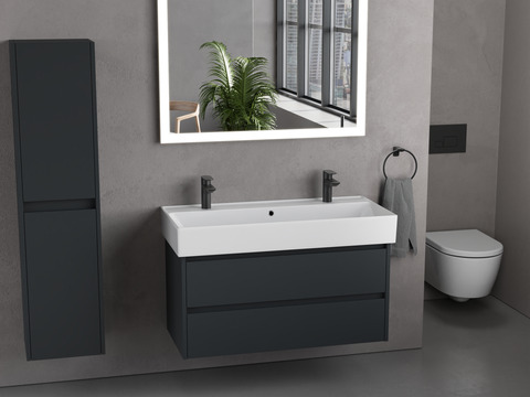 Duo Badmöbel 100, Anthrazit Matt Lackiert, Keramik...