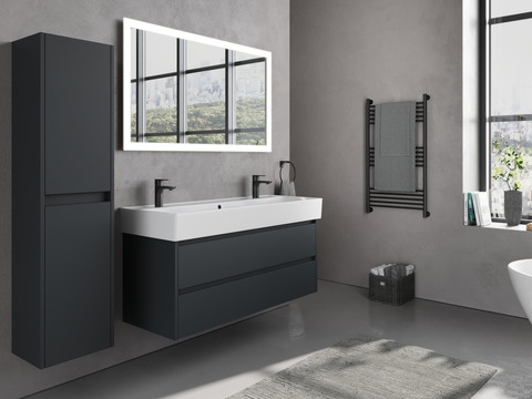 Duo Badmöbel 120, Anthrazit Matt Lackiert, Keramik...