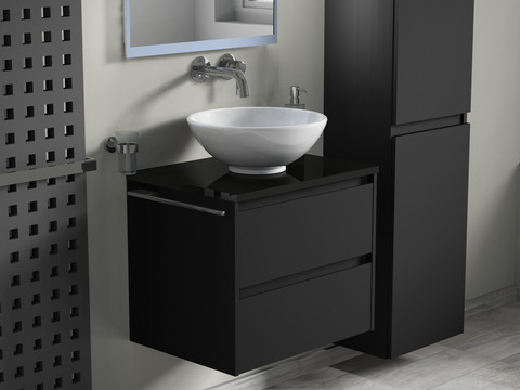 Duo Badmöbel 60, Anthrazit Matt Lackiert, Keramik...