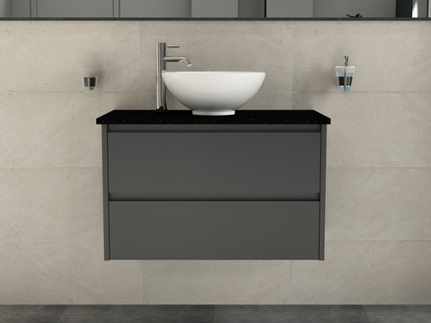 Duo Badmöbel 80, Anthrazit Matt Lackiert, Keramik...