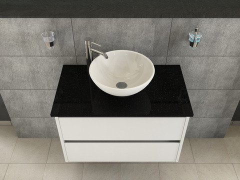 Duo Badmöbel 80, Weiß Hochglanz, Keramik...