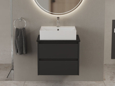 Duo Badmöbel 60, Anthrazit Matt Lackiert, Keramik...