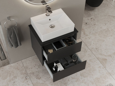 Duo Badmöbel 60, Anthrazit Matt Lackiert, Keramik...