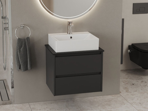 Duo Badmöbel 60, Anthrazit Matt Lackiert, Keramik...